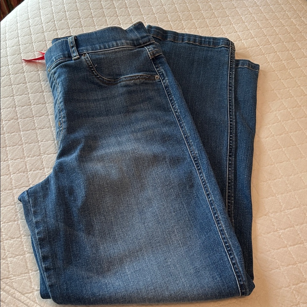 SPANX Women's Denim Blue straight ankle jeans